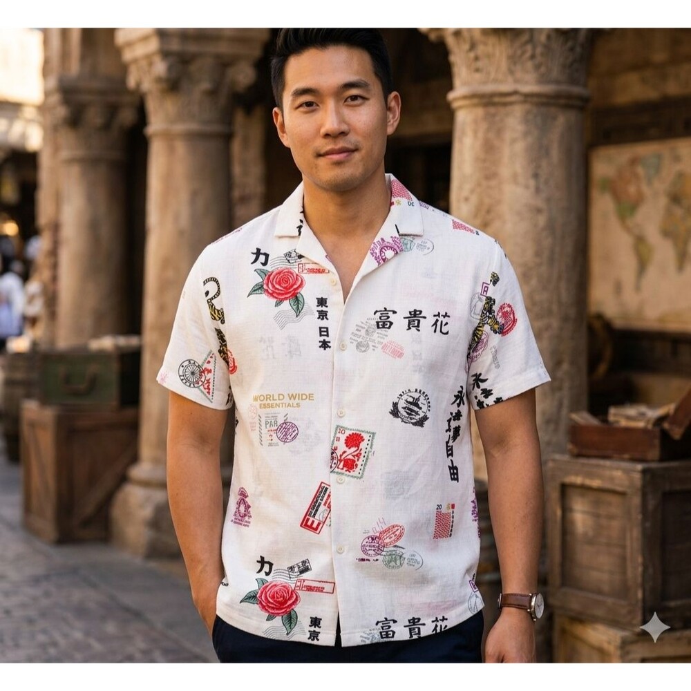 Malibu Drill Clothing Co Men’s 2X Tiger Rose Stamp Print Button Shirt Streetwear